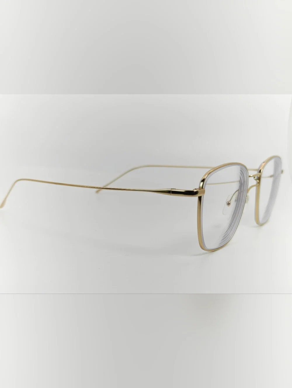 Future. Titianium. Gold Metal Square Eyeglasses.